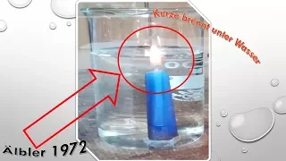 Optische Täuschung ( Spiegelung ) - Experiment mit Feuer und Wasser - Kerze brennt unter Wasser