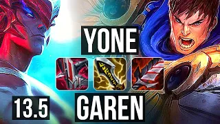 YONE vs GAREN (MID) | 67% winrate, 7 solo kills | TR Grandmaster | 13.5