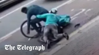 Deliveroo cyclist fights back against knife-wielding attacker who tries to steal his bike