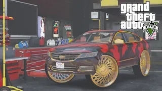 GTA 5 Real Hood Life #64 Franklins Red Camo Wrapped Impala on 30s! (GTA 5 Hood Life Mods)