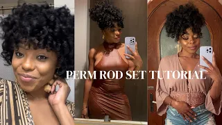 PERM ROD SET ON STRETCHED HAIR. FULL DETAILED TUTORIAL | NATURAL HAIR