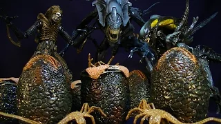 NECA ALIEN EGGS 6 PACK (WITH 3 FACEHUGGERS) - LV-426 CAGED FREE XENOMORPH FIGURE REVIEW
