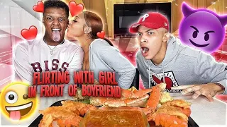 FLIRTING WITH a GIRL IN FRONT OF MY BOYFRIEND TO SEE HIS REACTION *he got mad* MUKBANG GLO.TWINZ