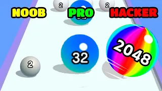 Ball Run 2048 Gameplay - NOOB vs PRO vs HACKER (iOS/Android)