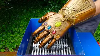 THANOS INFINITY GAUNTLET VS SHREDDING MACHINE!