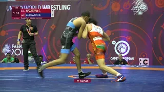 1/4 GR - 51 kg: E. NAZARYAN (BUL) v. N. GULUZADE (AZE)