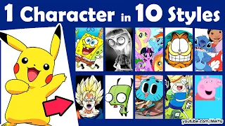 Draw Pikachu in 10 Art Styles Swap Challenge | 1 Character in 10 Styles, Fall Outfits eBook Release