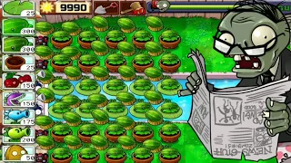 Plants vs Zombies | All melons vs All Zombies | Survival Pool 5 flags defended | pvz gameplay mod.