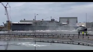 Future USS Cleveland (LCS 31) Being Launched - April 15, 2023 - Marinette, Wisconsin