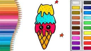 How to Draw Ice Cream Cone |Easy Step by Step Ice Cream Cone 🍦