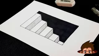 3D drawing || How to Draw a Ground Stairs - Easy Pencil Drawing
