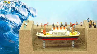 Lego Titanic Sinking & Sand Dam Collapse - Lego Dam Breach Experiment