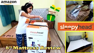 SleepyHead 8 inch King Size Mattress Unboxing & Review || QnA about Mattress || 100D of usage review