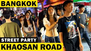 Khaosan Road - Friday Street Party [ 4K ] Bangkok at Night