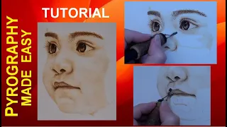 Wood Burning - LITTLE GIRL Portrait pyrography tutorial