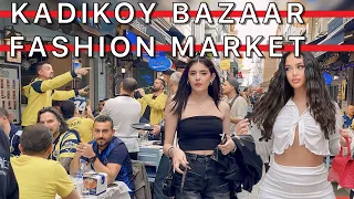 TURKIYE🇹🇷Istanbul,Kadikoy Bazaar Asian Side Fashion Market Walking Tour Travel Guide |4K