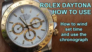 How to use Rolex Daytona Cosmograph chronograph - winding, setting time, and chronograph function