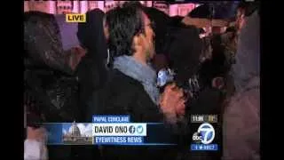 ABC7's David Ono interrupted by papal conclave's white smoke