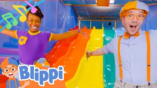Blippi and Meekah Get the Wiggles Out at the Indoor Playground | Brand New BLIPPI Kids Song
