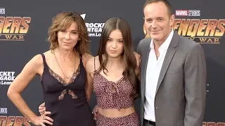 Jennifer Grey, Stella Gregg, Clark Gregg “Avengers: Infinity War” World Premiere Purple Carpet