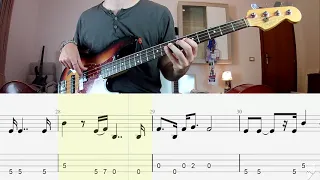 The Verve - Lucky Man BASS COVER + PLAY ALONG TAB + SCORE