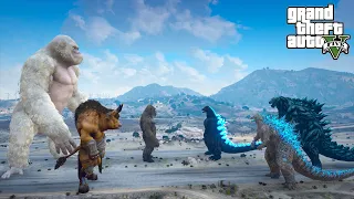 Godzilla, Godzilla Earth and Heisei Godzilla vs Giant George, Kong and Minotaur - GTA V Mods