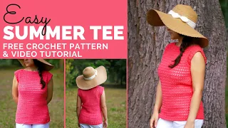 Easy Summer Tee - Free Crochet Pattern for Beginners - Made from Rectangles | Yay For Yarn