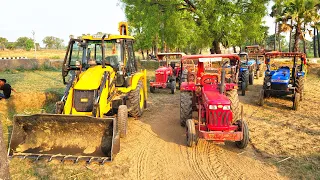 New Jcb 3dx and Sonalika🚜Di 740 and Mahindra 585 Tractor Loading Mud Together | Jcb Tractor Working