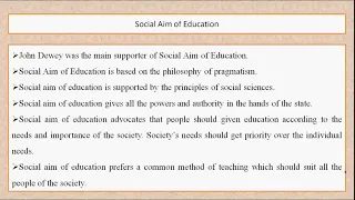 Individual and Social aim of Education