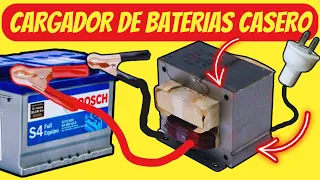 CARGADOR DE BATERIAS CON TRANSFORMADOR DE MICROONDA