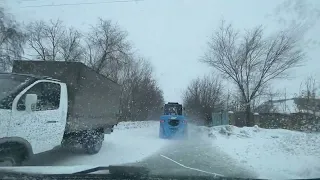Road ❄️💨 Russia snow winter🌡- 13.02.2024 11:22 to Magnitogorsk city -13
