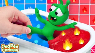 Hot Vs Cold Bath tub Challenge - Funny Stories for kids - PeaPea Cartoon