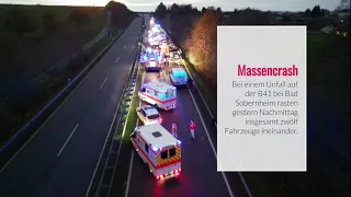 Massencrash auf der B41 / Zehn Verletzte