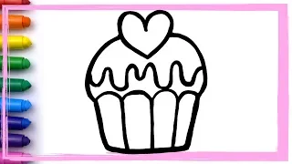 YUMMY CUPCAKES Drawing and Coloring Pages Learn Colors for Kids HOW TO | Whoopee Playhouse