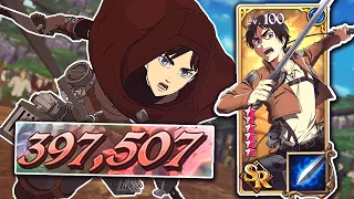 WAIT SR EREN DOES INSANE DAMAGE AGAINST UNKNOWN!? ATTACK ON TITAN COLLAB X GRAND CROSS PVP