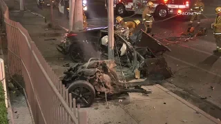 Fatal Crash Splits Car In Half In Pacoima