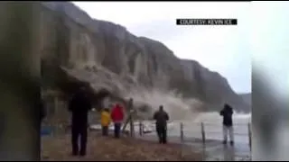 Raw  Dramatic Footage of Cliff Collapse in UK