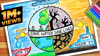World Water Day Drawing | World Water Day Poster | Save Water Save Life Poster | Save Water Drawing