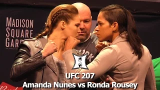 UFC 207's Ronda Rousey + Amanda Nunes Share Intense Staredown At UFC 205 Weigh-Ins