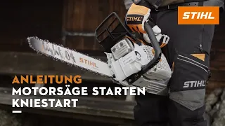 Anleitung: Kniestart anhand der STIHL Motorsäge MS 180 C-BE