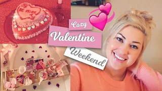 VALENTINE WEEKEND VLOG | ROSE THEMED BATH & FACIAL SPA NIGHT, COZY V-DAY IN