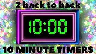 Neon! 10 Minute Countdown Timer with Music and Alarm for Games, Centers, Stations, Warm ups