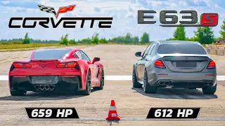 AMG E63s vs Corvette Z06 659 hp vs AUDI S4 st.2 500 hp + BMW 340i st.4 800 hp vs Porsche 911 st.2