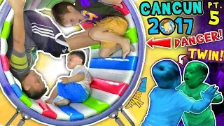 WHEELS ON THE BUS, OUCH!  WORLD'S COOLEST INDOOR PLAYGROUND Cancun Mexico Pt 5 v