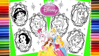 Coloring Princess Belle Jasmine Cinderella Aurora Ariel Snow White - Disney Coloring Pages for kids