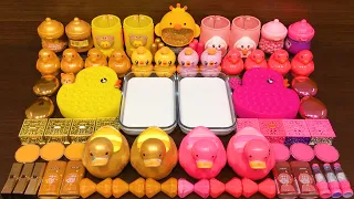 GOLD DUCK vs PINK DUCK  SLIME !!! Mixing Random itno Glossy slime!!!