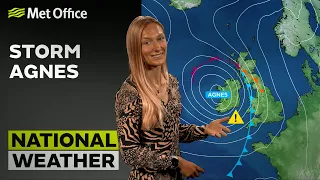 27/09/23 – Storm Agnes – Afternoon Weather Forecast UK – Met Office Weather