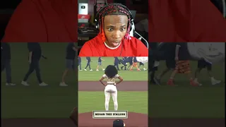 Megan Thee Stallion throws the opening pitch! (via @MLB) | REACTION #shorts