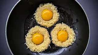 Just Pour Eggs On Grated Potatoes Its So Delicious | Simple Breakfast Recipe | Cheap & tasty Snacks