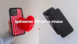 iphone 15 pro max black titanium 💌 *asmr* unboxing, setup + accessories